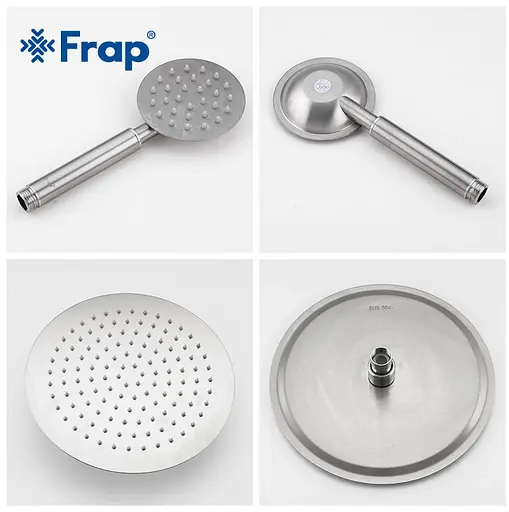 Душова система Frap F24801, поворотний вилив - перемикач на лійку, 1 режим, нержавіюча сталь - фото 5