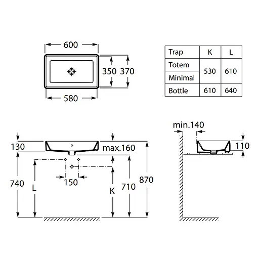 Умивальник Roca Gap 60 см A3270Y2000, Білий - фото 2