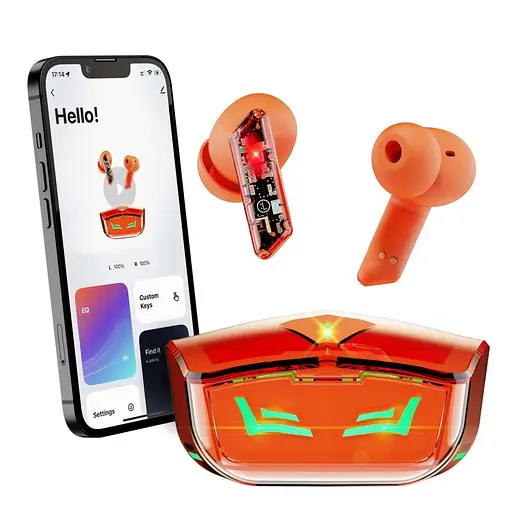 Беспроводные игровые наушники X8 с шумоподавлением оранжевый - фото 5