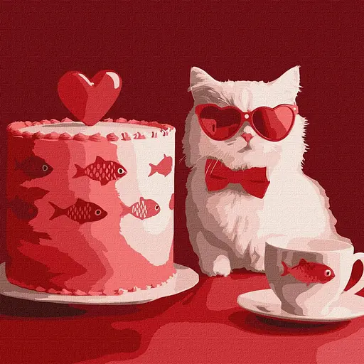 Картина по номерам "Кот с тортом" ©art_selena_ua KHO6722, 30х30 см