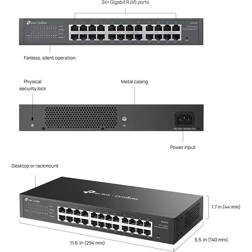 Коммутатор TP-Link 24-портовий гигабитний комутатор, ES224G (ES224G) - фото 7