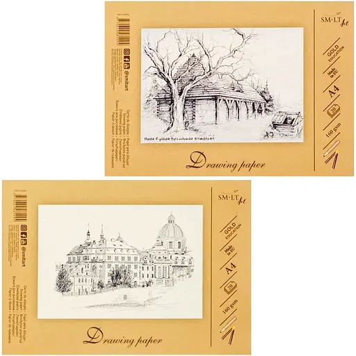Склейка для ескізів та рисунку SM-LT Art Gold Drawing Paper 160г/м2 20л - фото 2