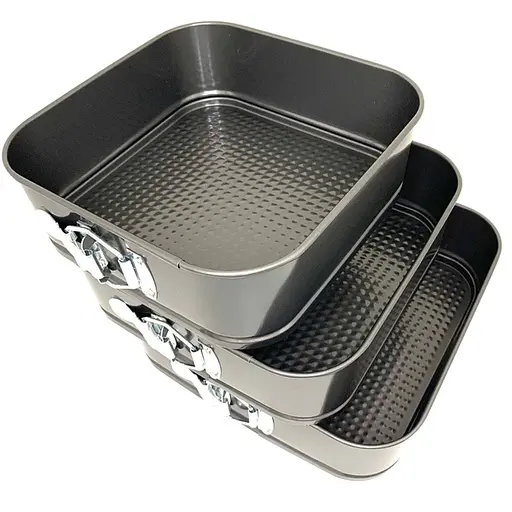 Набор квадратных разборных форм для торта 24/26/28 cм A-Plus с антипригарным покрытием, A-plus Черный 84725 - фото 4