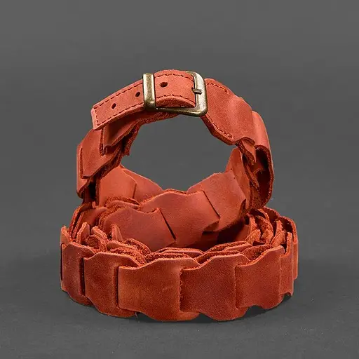 Женский кожаный бохо-ремень BlankNot коралловый - фото 4