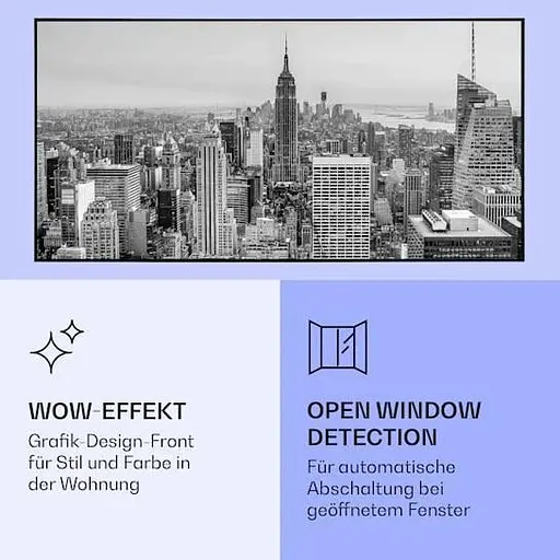 Инфракрасный обогреватель Klarstein Wonderwall air art Нью-Йорк умный до 14 м² (10037927) - фото 6