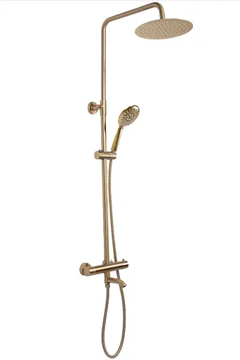 Душевая система Rea Lungo с термостатом и изливом brushed gold REA-P6604, Золотой - фото 2