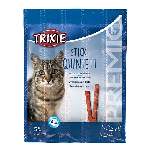 Уценка. Лакомство для кошек Trixie Premio Quadro-Sticks форель и лосось 5 шт по 25 г