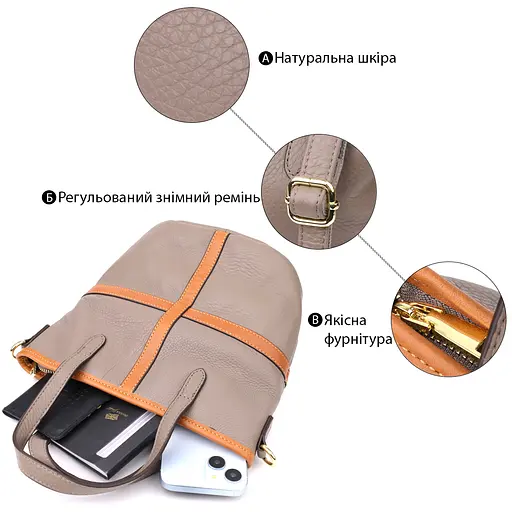 Вместительная сумка Vintage из натуральной кожи для женщин 25х33х13 см sum0027564 - фото 4