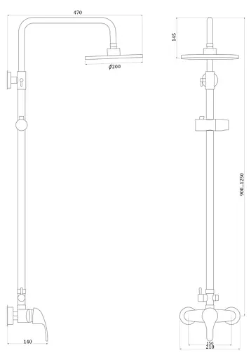 Душова система Globus Lux GLSO-0044, Хром - фото 5