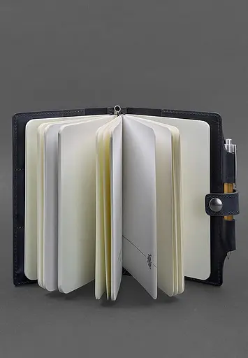 Шкіряний блокнот (Софт-бук) 4.0 темно-синій Crazy Horse - фото 3