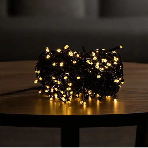 Новорічна гірлянда кімнатна нитка GarlandoPro 18 м 180 LED чорний дріт Жовте світло W180LED18MBY