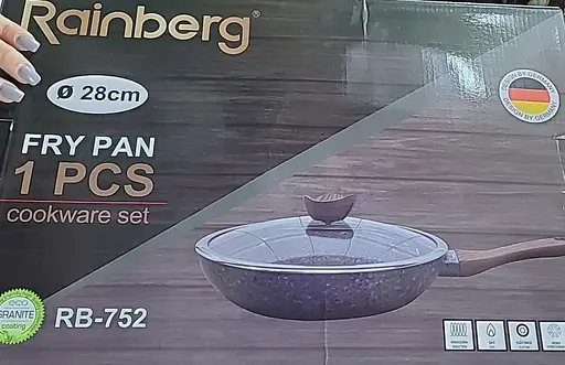 Універсальна сковорода Rainberg RB-752 з антипригарним мармуровим покриттям 28 см з кришкою - фото 6