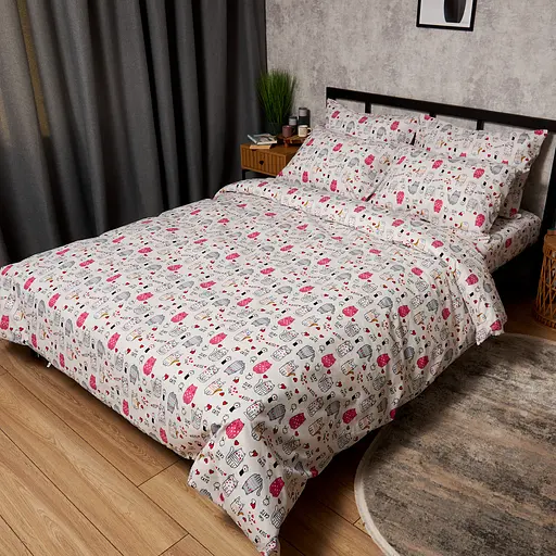 Комплект постільної білизни Moon&Star Бязь Gold Люкс Cute Cats Полуторний Євро 160х220наволочки 2х70х70 - фото 1