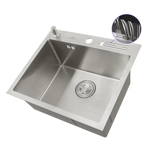 Кухонная мойка накладная из нержавеющей стали 45 см Nett NS-5245, Нержавеющая сталь - фото 2