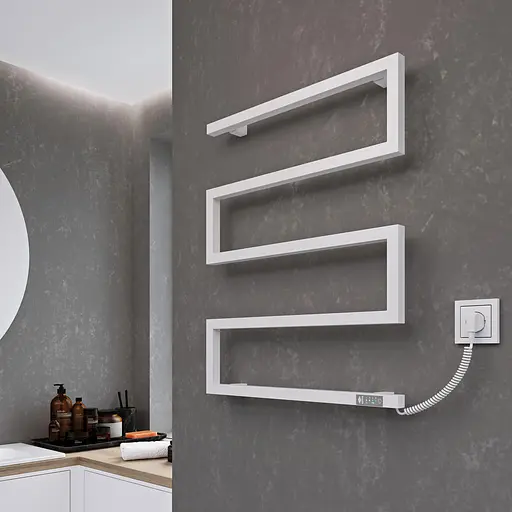 Электрический полотенцесушитель Kosser Зета 900x550 EL тайм. белый ЗЗ03ELW, Белый матовый, Левое - фото 4