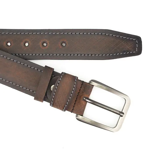 Ремінь чоловічий батальний 145 см шкіряний під джинси коричневий SF-4011 XXL - фото 4