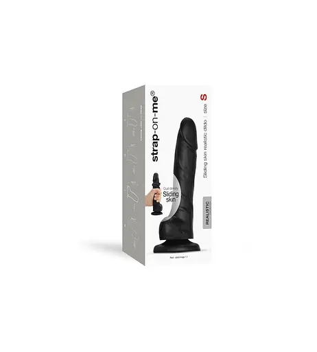 Реалистичный фаллоимитатор Strap-On-Me Sliding Skin Realistic Dildo Black - S, эффект подвижной кожи - фото 7