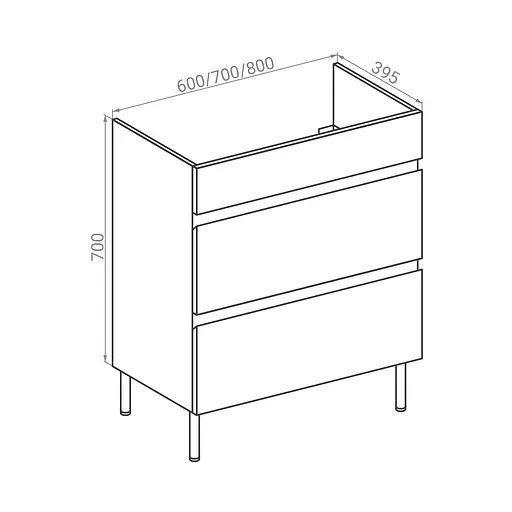 Тумба універсальна RJ Jet-XO із умивальником RJ Jenor RZJ815 80 см Білий RJFU070-4180WHSET(RJFU070-4180WH+RZJ815) Білий - фото 2