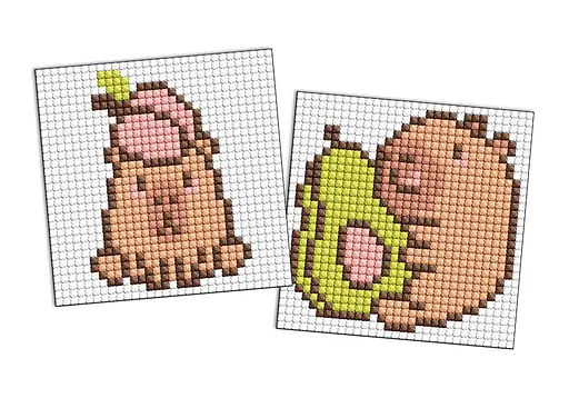 Мозаїка Капібара: персик і авокадо, 9x9 см, AMG1157