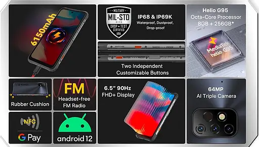 Смартфон Umidigi Bison Gt2 5G 8/128GB Storm Grey - фото 8