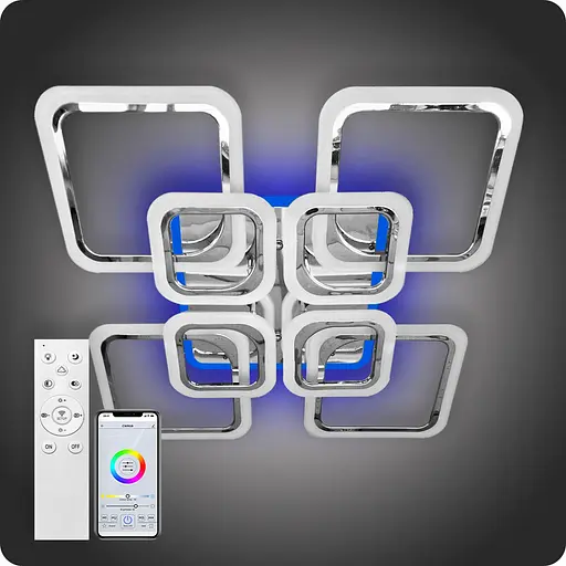 Люстра світлодіодна 517 Light 3color з пультом 192Вт Хром (02110) - фото 1