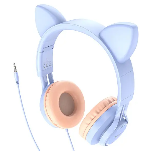 Накладні навушники Hoco W36 Cat ear (3.5mm/1.2m) Dream Blue - фото 2