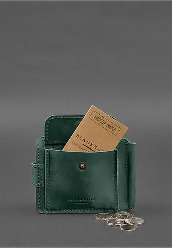 Кожаный портмоне 13.1 зажим с хлястиком Зеленый Crazy Horse - фото 8