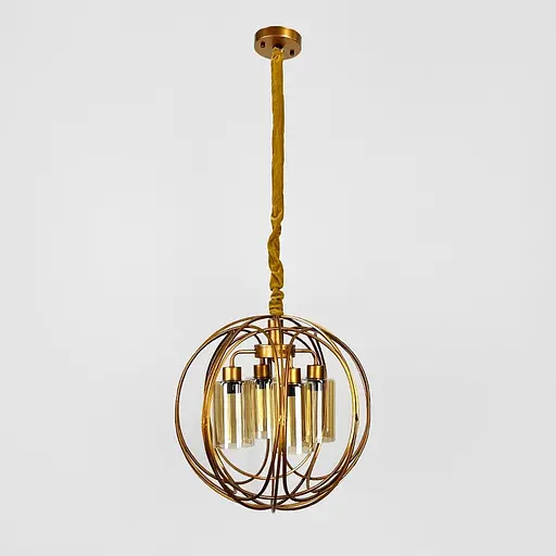 Люстра Лофт у мідному корпусі форми плетена сфера Ø 50 см | Line F | Арт. 12575/4 - фото 1