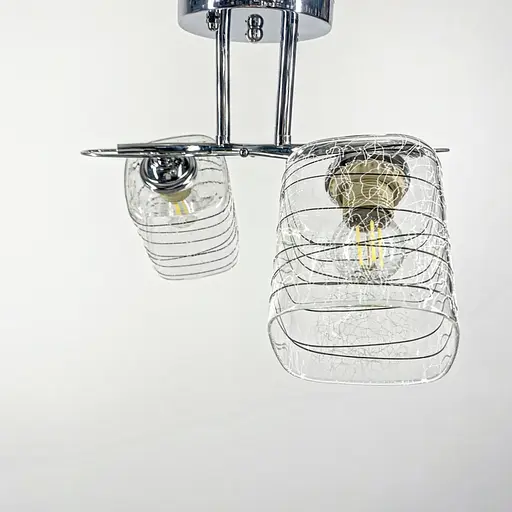 Люстра срібна на 2 плафони з чорно-білими візерунками | Line F | Арт. 9513/2 CH - фото 4