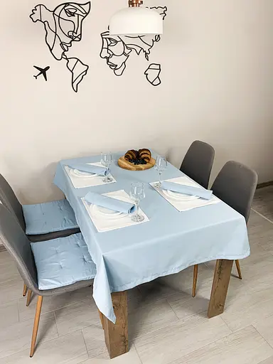 Водовідштовхувальна скатертина однотон 160х120 см Блакитний - фото 9