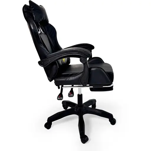 Геймерське крісло Primaveo з ергономічними подушками та висувною підставкою для ніг чорне - фото 3