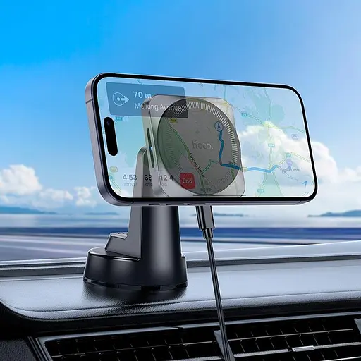 Держатель Hoco Speed magnetic wireless fast charging Car holder HW16 center console 15W 4.5-7" - фото 3
