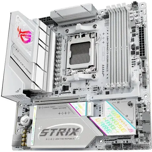 Материнська плата Asus Rog Strix B850-G Gaming WIFI sAM5 B850 4xDDR5 M.2 HDMI DP WiFi BT mATX білий - фото 6