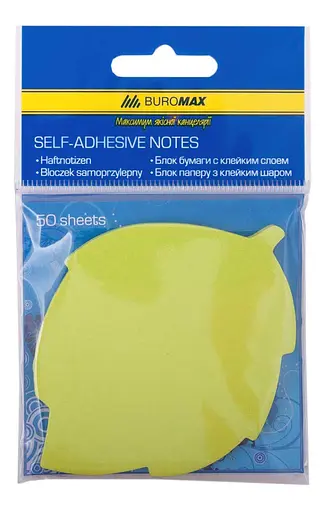 Блок для заметок Листья, 50 листов, неон, 3 шт. в упаковке (в ассортименте)