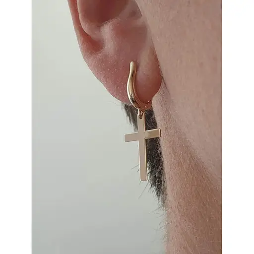 Золота моносережка Favoritum Хрестик. 210180/1 - фото 4