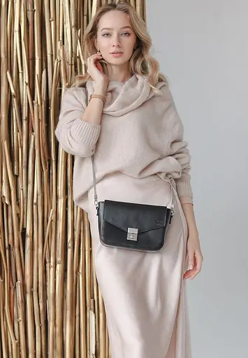 Жіноча шкіряна сумочка Yoko чорна - фото 2