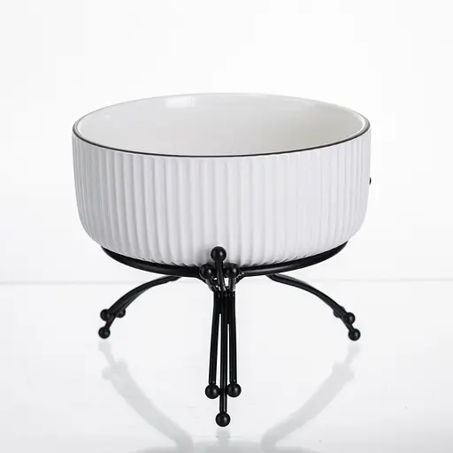 Салатник фарфоровый на металлической подставке Ø16 (см) тарелка для салата салатница Черный Yiwu LB-1568B - фото 3