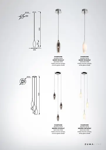 Підвісний світильник Zuma Line MD2101A-3W CHAMPAGNE - фото 5