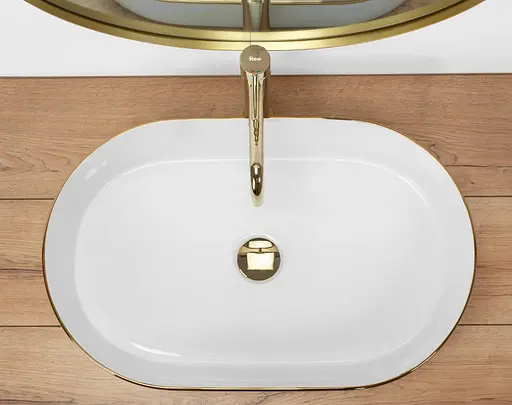 Умивальник Rea Nadia накладний white gold edge REA-U1063, Білий - фото 5
