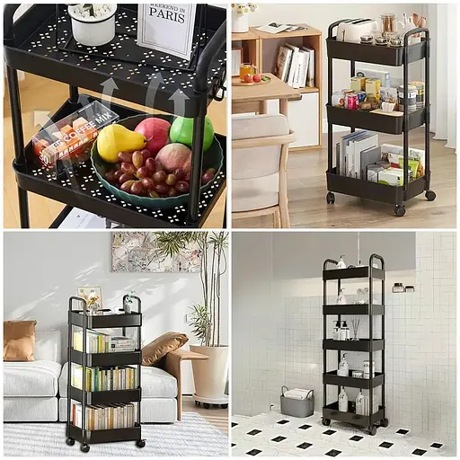 Этажерка Wall Sticker SW-00002109 мобильная пятиярусная универсальная пластиковая 41х25х127 см черная - фото 7