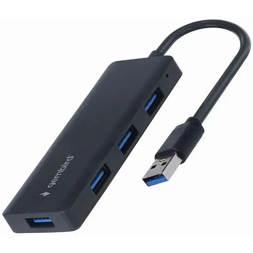 Хаб Usb Gembird UHB-U3P4-03, черный, Usb 3.1 - 4xUsb 3.1, кабель 12 см - фото 1