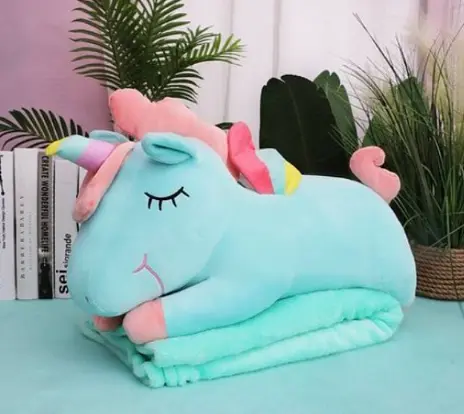Детский набор Единорог плед голубой мягкая игрушка 60 см с пледом 1,00 x 1,70 м - фото 2