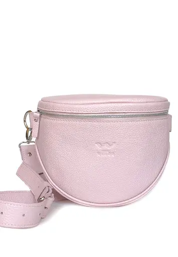 Шкіряна сумка поясна-кроссбоді Vacation рожева флотар - фото 2