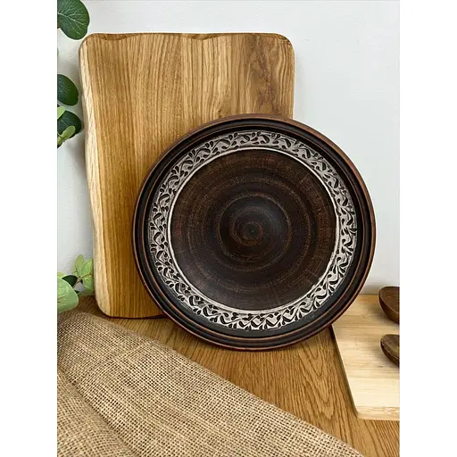 Фруктівниця 26 см керамічна (глиняна) різьблена Ангоб - фото 3