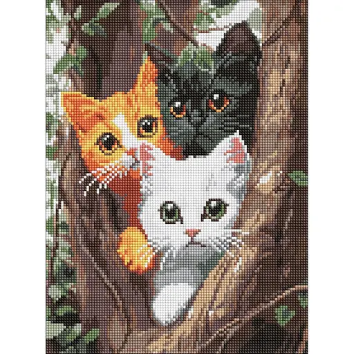 Алмазная мозаика Котики на дереве AMO8299, 30х40 см