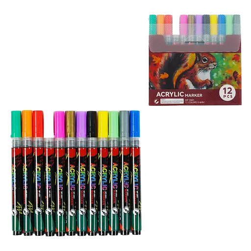 Акрилові маркери C 65268 12шт, в слюді (6900067652683) - фото 2