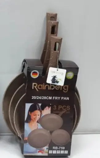 Набір сковорідок Rainberg RB-759 3 предмети 20/24/28 см алюміній мармурове покриття Бежевий - фото 3