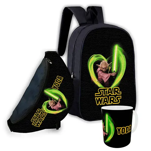 Набір дитячий Yoda Star Wars рюкзак 36х27см сумка-бананка, кружка з принтом для хлопчика (01654)