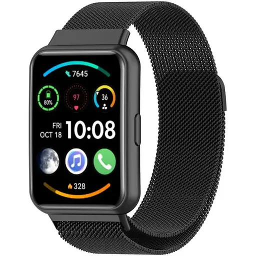 Ремешок DK для Huawei Watch Fit 2 Metal Milanese Loop Magnetic (black) - фото 2