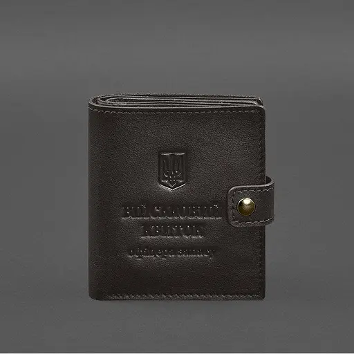 Кожаная обложка-портмоне для военного билета офицера запаса (широкий документ) Темно-коричневый - фото 9